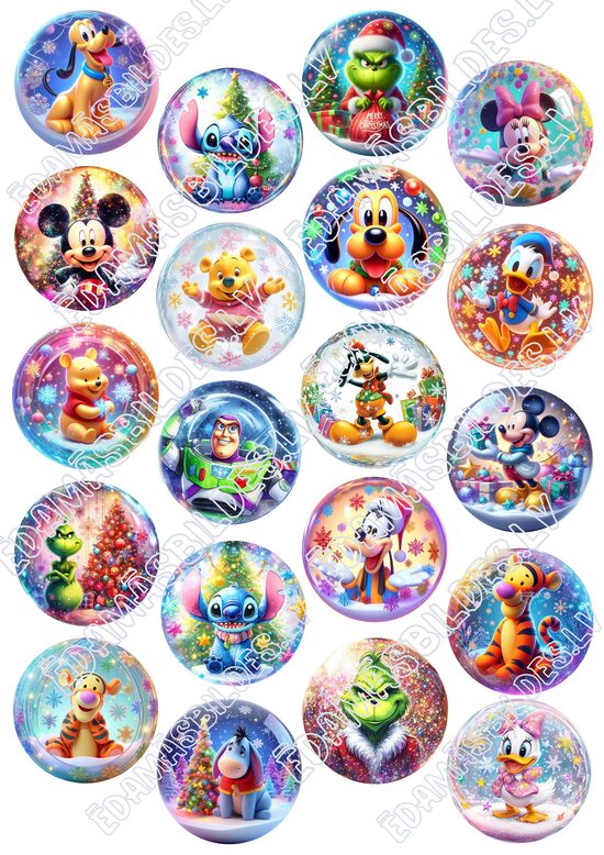 Cukura papīrs ar apdruku "Jautrie Ziemassvētki" , aplīši 5 cm